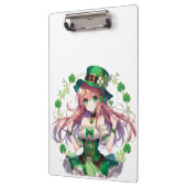 St. Patricks Tag Kleeblatt Anime Mädchen Klemmbrett (Links)