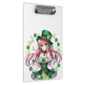 St. Patricks Tag Kleeblatt Anime Mädchen Klemmbrett (Rechts)