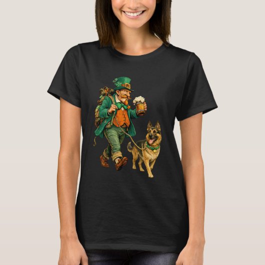 St. Patricks Tag Leprechaun mit Bier T-Shirt (Vorderseite)