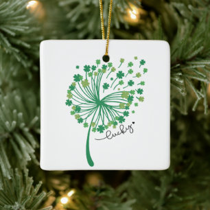 St. Patricks Tag Löwenzahn Glückspilz Keramikornament