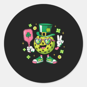 St. Patricks Tag lustiger Glück-Pickleball-Hut iri Runder Aufkleber
