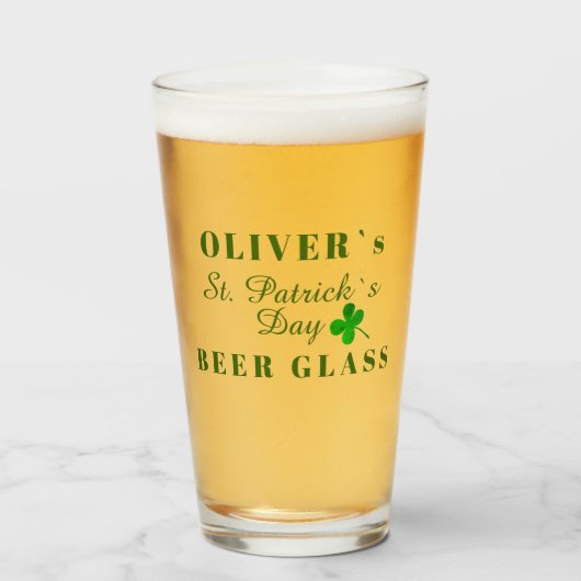 St. Patricks Tag Name Bier Glas (Vorne (Gefüllt))