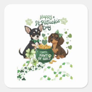 St. Patricks Tag "Pfote des Goldes " Quadratischer Aufkleber