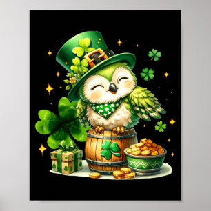 St. Patricks Tag Tier Eule hält irische Schatzluck Poster