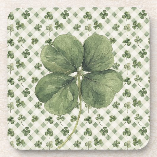 St. Patricks Tag Vierblattklee Getränkeuntersetzer (Vorderseite)