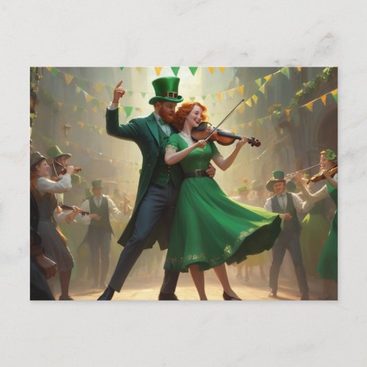 St. Patricks Tanz Postkarte (Vorderseite)