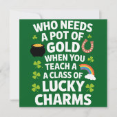 St Patricks Teacher Lucky Charm Clover Irish Einladung (Vorderseite)