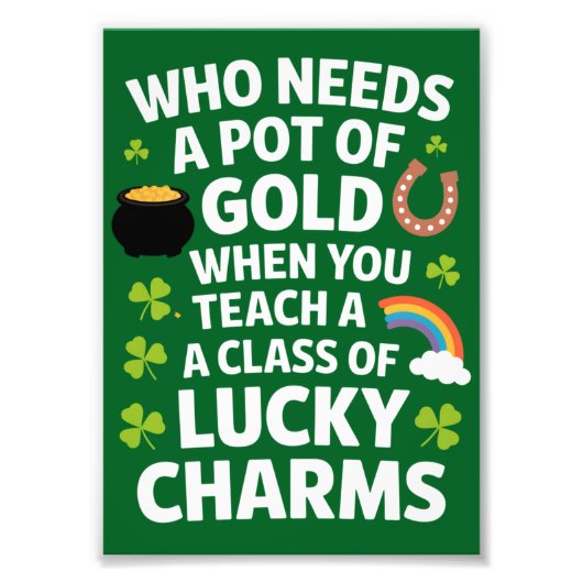 St Patricks Teacher Lucky Charm Clover Irish Fotodruck (Vorne)