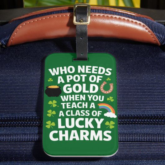 St Patricks Teacher Lucky Charm Clover Irish Gepäckanhänger (Vorderseite Insitu 2)