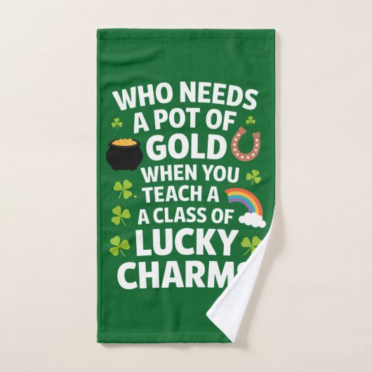 St Patricks Teacher Lucky Charm Clover Irish Handtuch (Handtuch)