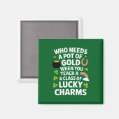 St Patricks Teacher Lucky Charm Clover Irish Magnet (Vorderseite/Rückseite)
