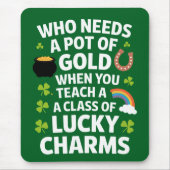 St Patricks Teacher Lucky Charm Clover Irish Mousepad (Vorne)