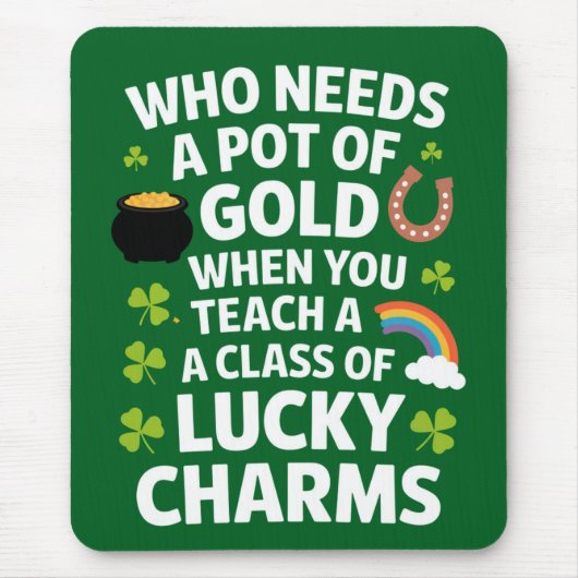St Patricks Teacher Lucky Charm Clover Irish Mousepad (Vorne)