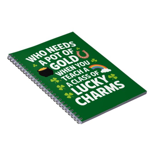 St Patricks Teacher Lucky Charm Clover Irish Notizblock (Rechte Seite)