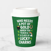 St Patricks Teacher Lucky Charm Clover Irish Pappbecher (Vorderseite)