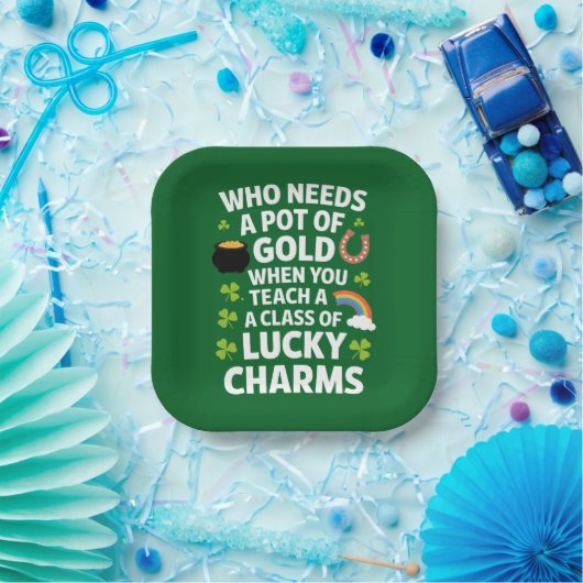 St Patricks Teacher Lucky Charm Clover Irish Pappteller (Party)