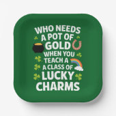 St Patricks Teacher Lucky Charm Clover Irish Pappteller (Vorderseite)