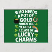 St Patricks Teacher Lucky Charm Clover Irish Postkarte (Vorderseite)