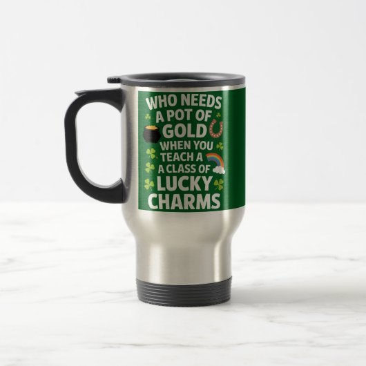 St Patricks Teacher Lucky Charm Clover Irish Reisebecher (Links)