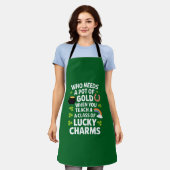 St Patricks Teacher Lucky Charm Clover Irish Schürze (Getragen)