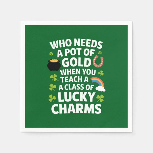 St Patricks Teacher Lucky Charm Clover Irish Serviette (Vorderseite)