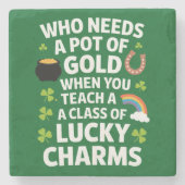 St Patricks Teacher Lucky Charm Clover Irish Steinuntersetzer (Vorderseite)
