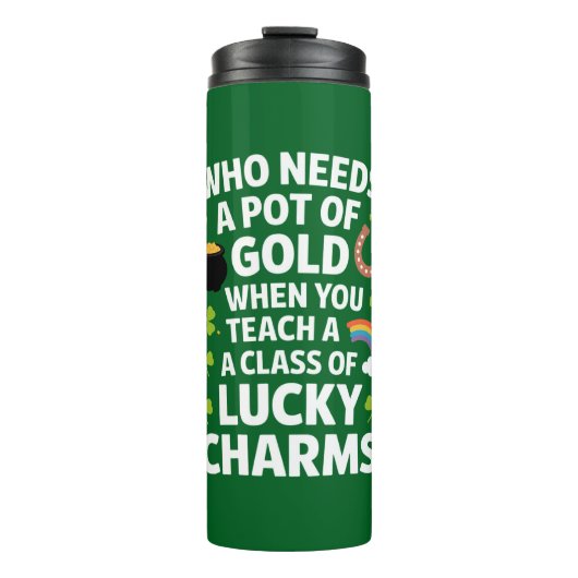 St Patricks Teacher Lucky Charm Clover Irish Thermosbecher (Vorderseite)