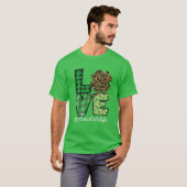 St Patricks Teacher Messy Bun Leopard Irish Teache T-Shirt (Vorne ganz)