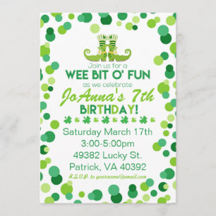 St. Patrick's Themed Birthday Party Einladungen