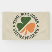 St. Patrick's Time for some Shenanigans Clover Banner (Horizontal)
