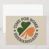 St. Patrick's Time for some Shenanigans Clover Einladung (Vorne/Hinten)
