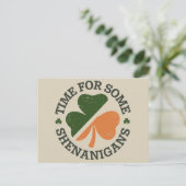 St. Patrick's Time for some Shenanigans Clover Postkarte (Stehend Vorderseite)