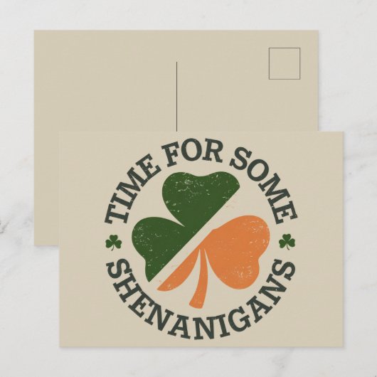 St. Patrick's Time for some Shenanigans Clover Postkarte (Vorne/Hinten)