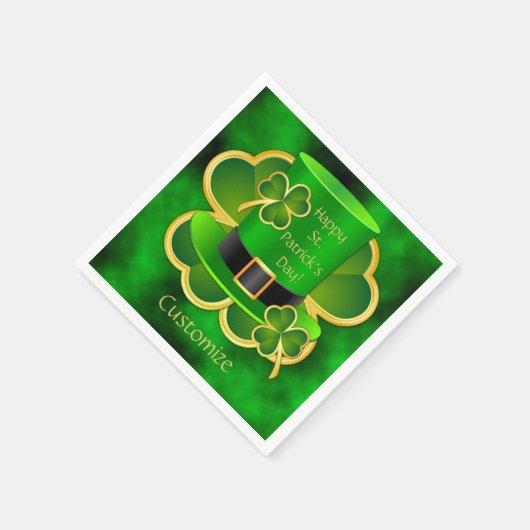 St. Patrick's Top Hat & Kleeblatts Napkins Serviette (Ecke)
