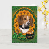 St. Patricks - Topf Gold - Beagle Karte (Gelbe Blume)