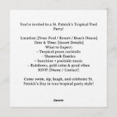 St. Patrick's Tropical Pool Party-Einladung  Einladung (Rückseite)