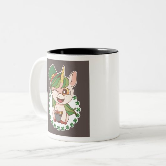 St Patricks Unicorn Zweifarbige Tasse (Vorderseite Links)
