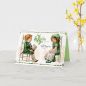 St. Patricks Vintage Grußkarte - Kinderkarte Karte (Gelbe Blume)