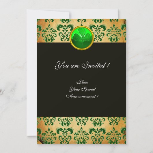 ST. PATRICKS ZELLTIKHERZEN-grünes Damaskus-Pergame Einladung (Rückseite)