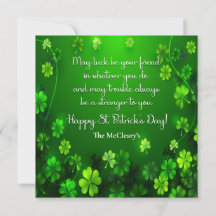St. Patricks Zitat May Luck Grußkarte