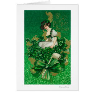 St- Patricktagesandenken-Frau auf Klee-Szene