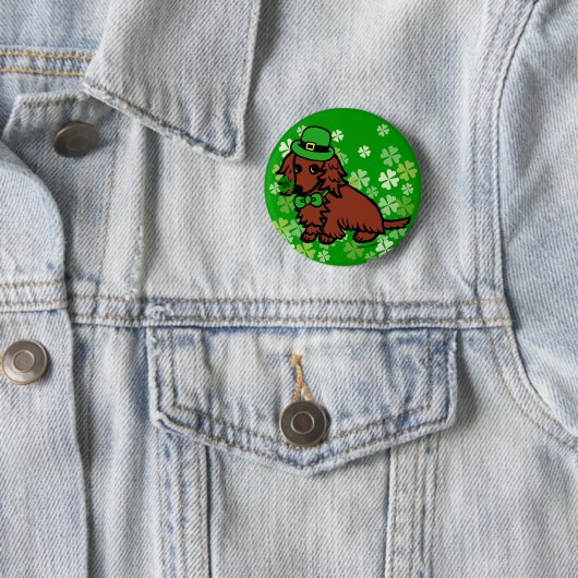 St- PatricktagesDackel-Cartoon Button (Beispiel)