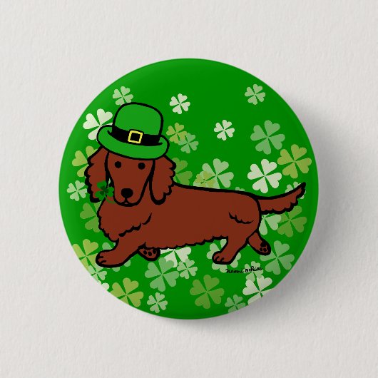 St- PatricktagesDackel-Cartoon Button (Vorderseite)