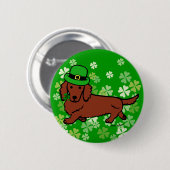 St- PatricktagesDackel-Cartoon Button (Vorne & Hinten)