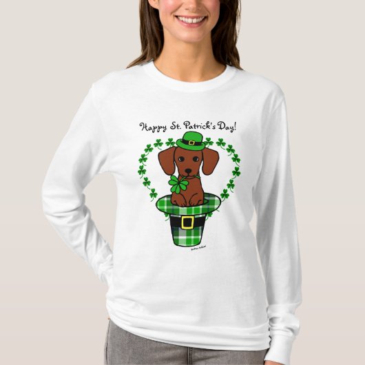 St- PatricktagesDackel-Cartoon T-Shirt (Vorderseite)