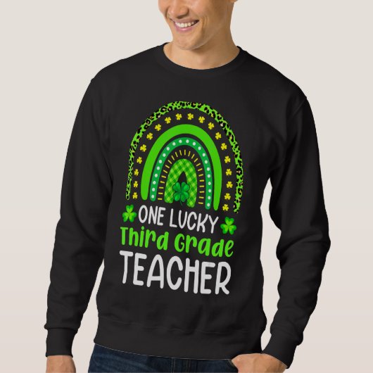 St Patricku2019s Day One 3. Klasse Lehrer Leopard Sweatshirt (Vorderseite)