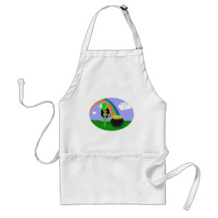 St Pat's Day Brünett Girl Leprechaun mit Regenboge Schürze
