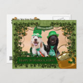 St Pats Day - Golden Doodles - Sadie und Izzie Postkarte (Vorne/Hinten)