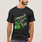 St Pats Day Irish Kleeblatt Roll Clover Guitar Mus T-Shirt (Vorderseite)