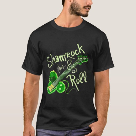 St Pats Day Irish Kleeblatt Roll Clover Guitar Mus T-Shirt (Vorderseite)